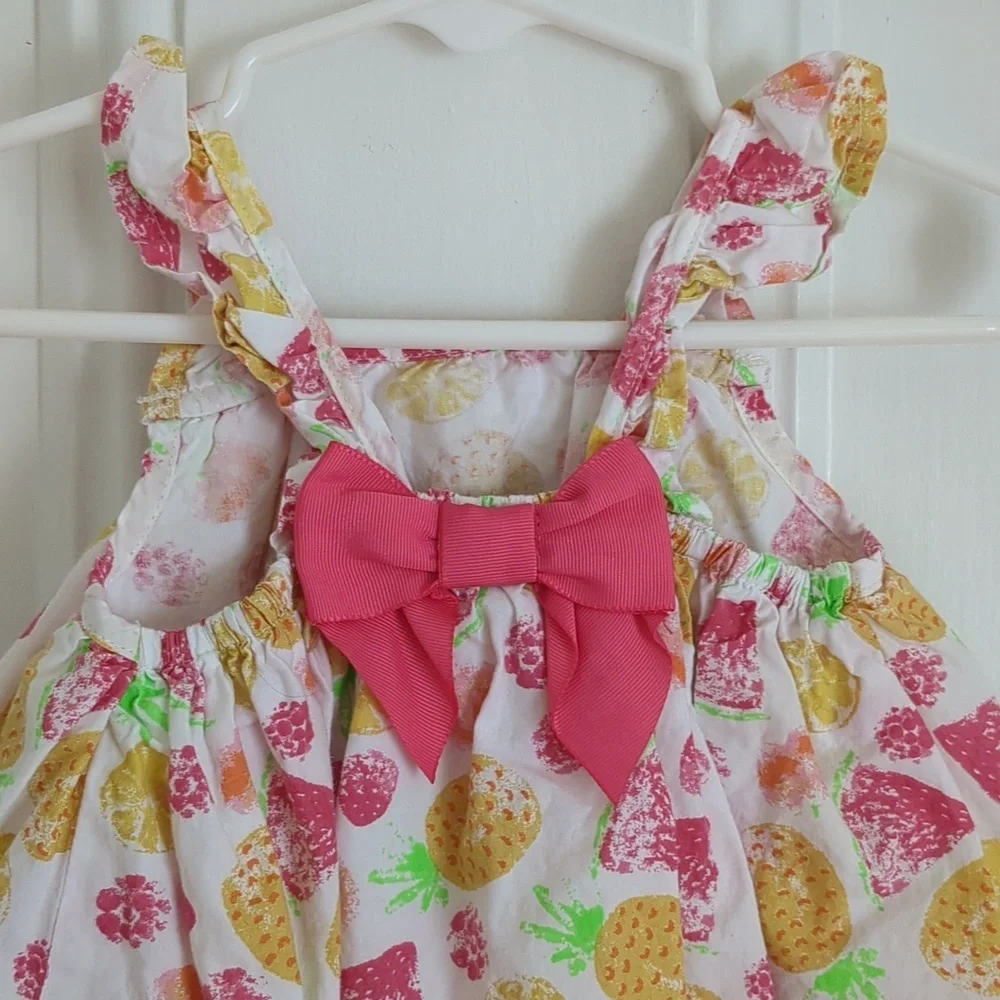 3-6M Jillian's Closet Fruit Snap Bottom Ruffle Dress Bubble One Piece Baby